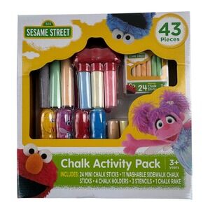 Sesame Street Kid Toddler Chalk Activity Pack Multicolor 43 Pieces Outdoor Fun